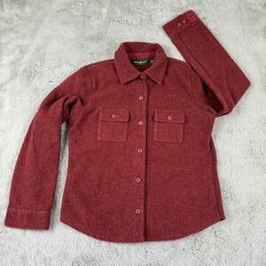 Eddie Bauer Wool Blend Shirt Jacket Button Front Pockets Women's size S‎ Warm
